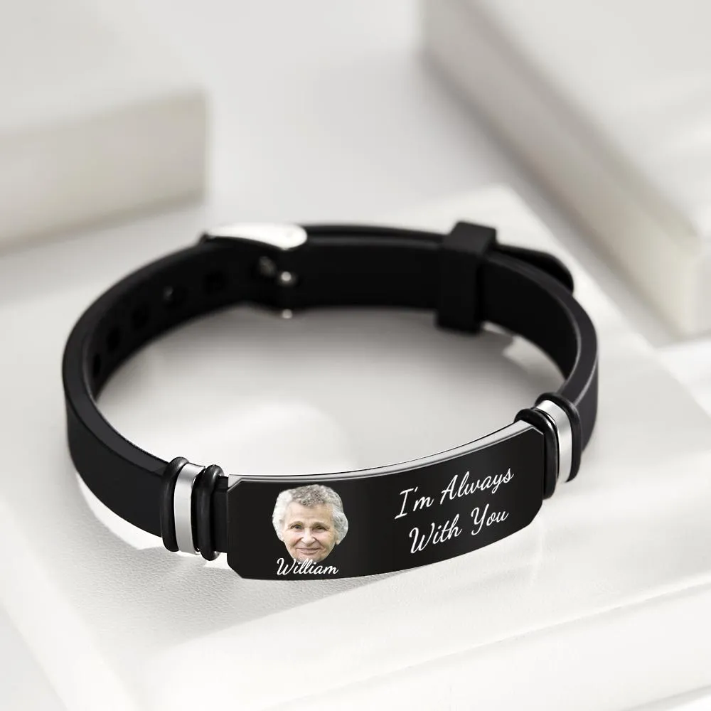 Personalized Memorial Bracelet for Men – Custom Photo and Engraved In Memory of Mother TJ-NP-0161