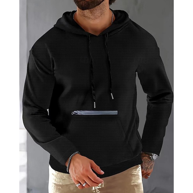 Casual Hooded Sweatshirt with Pocket for Outdoor, Sports, Daily, and Holiday Wear in Basic and Street Style