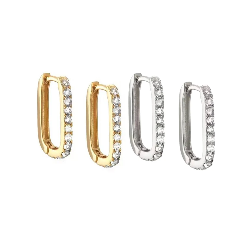 Stylish rectangle hoops earrings