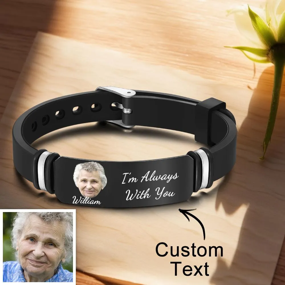 Personalized Memorial Bracelet for Men – Custom Photo and Engraved In Memory of Mother TJ-NP-0161