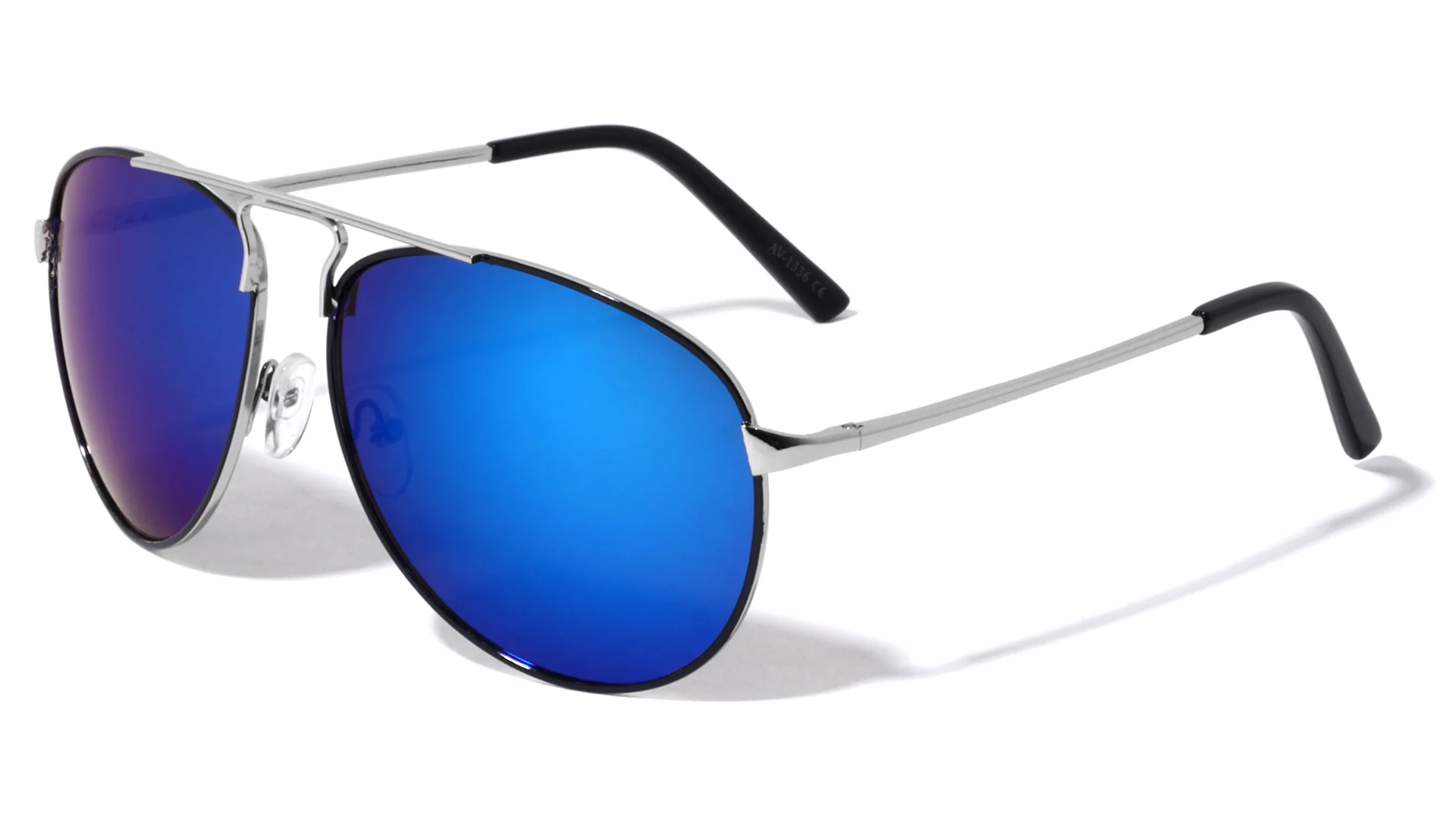 Bridgeless Metal Sunglasses with Color Mirror Lenses and Deco Brow Bar