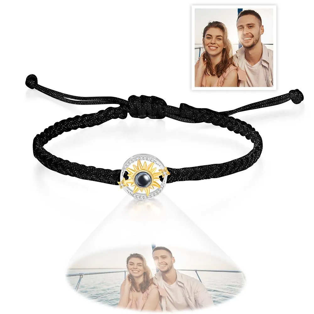 Sunflower Photo Projection Bracelet – Personalized Floral Pendant Couple's Gift TJ-NP-0185