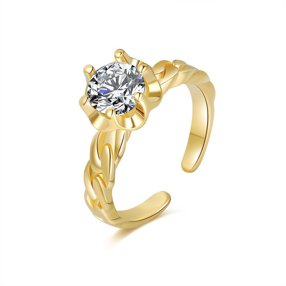 Six Prong Solitaire Zircon Copper Ring TJ-NP-0151